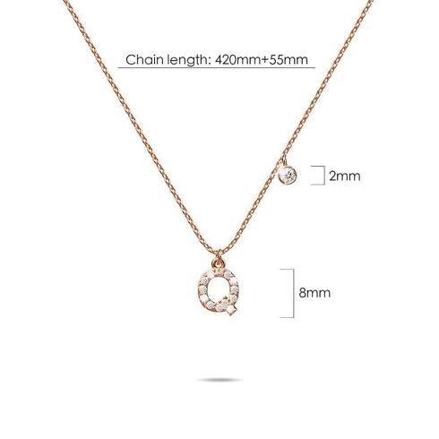 Solid 925 Sterling Silver Initial Crystal Personalised Alphabet Letter Necklace Rose Gold Filled